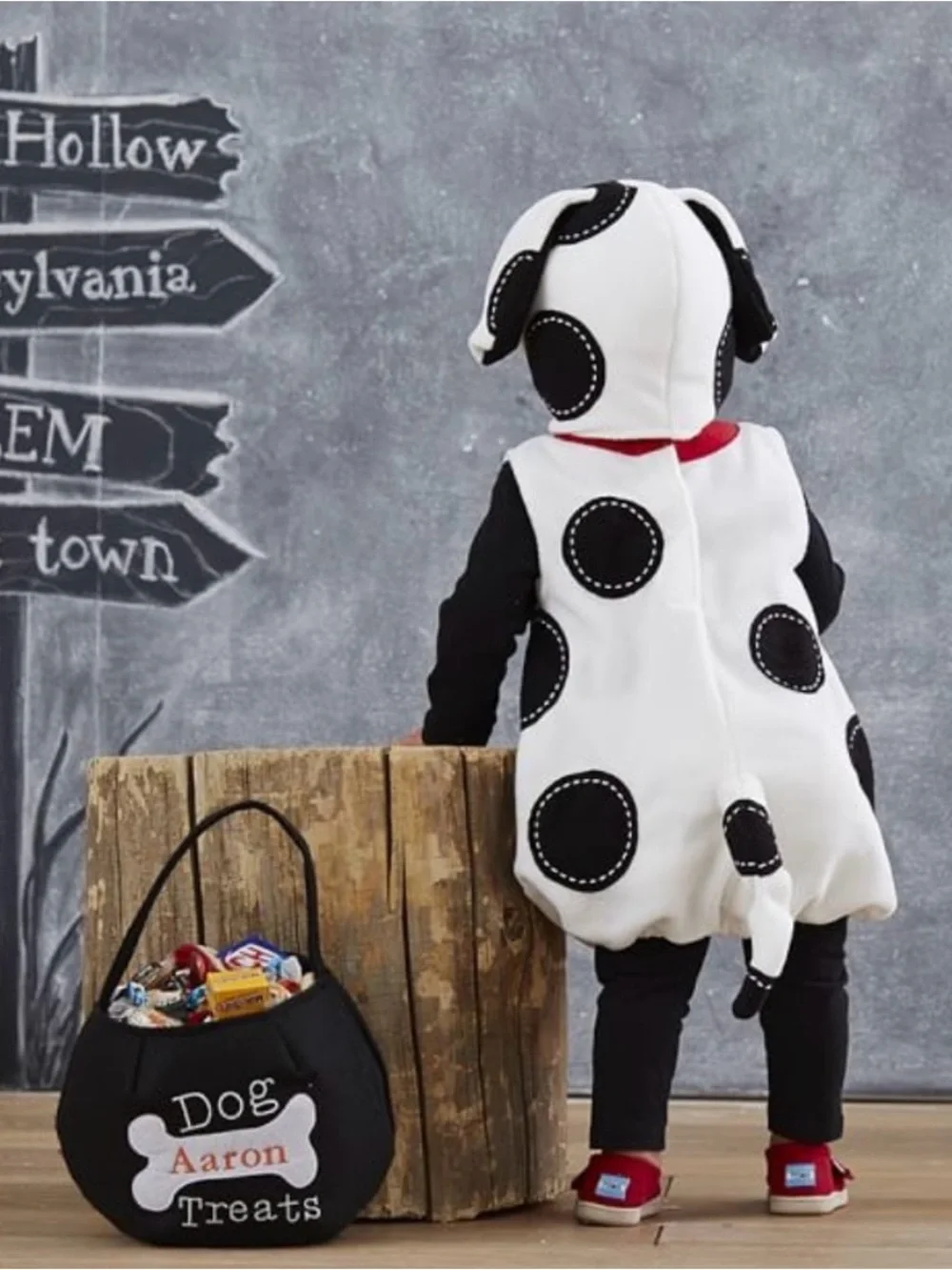Pottery Barn Kids White and Black Dalmatian Puppy Costume with Red Collar